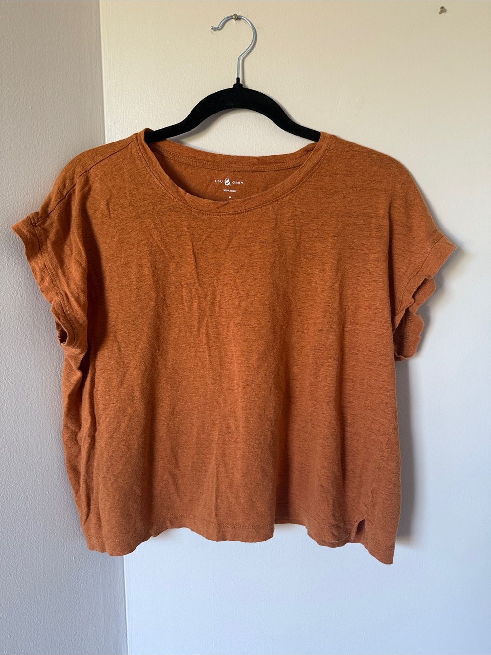 Lou & Grey Boxy Short Sleeve Tee in Rust, Medium